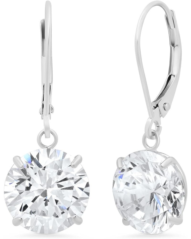 14k Gold Leverback Cubic Zirconia Dangle Earrings for Women | Real White or Yellow Gold Dangle Earrings | 1-8 CT.TW 14k Gold ...