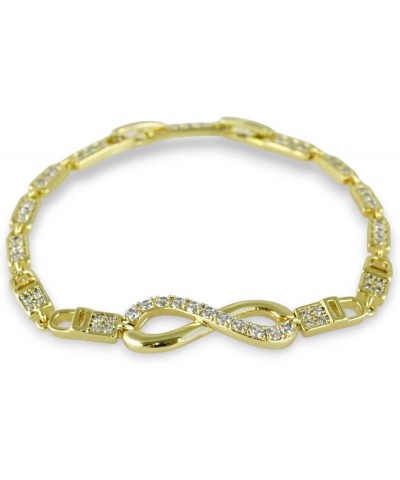 14k Gold Plated Infinity Symbol Bracelet 8mm Women Zircon Stone Solid Stainless Steel - By Brillo Miami $10.80 Bracelets