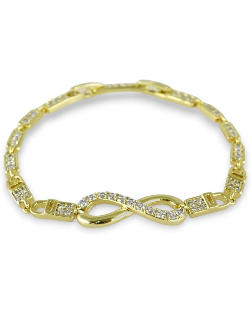 14k Gold Plated Infinity Symbol Bracelet 8mm Women Zircon Stone Solid Stainless Steel - By Brillo Miami $10.80 Bracelets