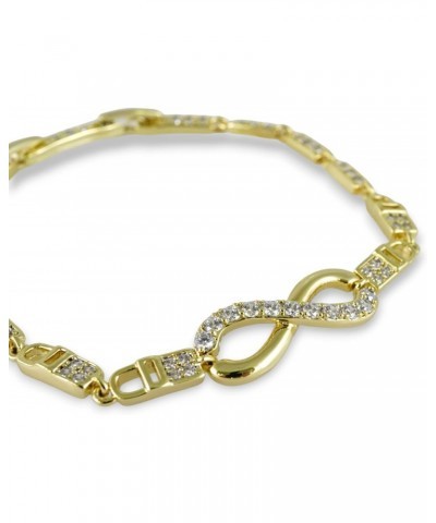 14k Gold Plated Infinity Symbol Bracelet 8mm Women Zircon Stone Solid Stainless Steel - By Brillo Miami $10.80 Bracelets