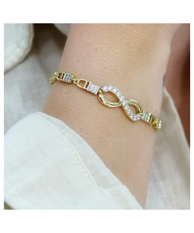 14k Gold Plated Infinity Symbol Bracelet 8mm Women Zircon Stone Solid Stainless Steel - By Brillo Miami $10.80 Bracelets