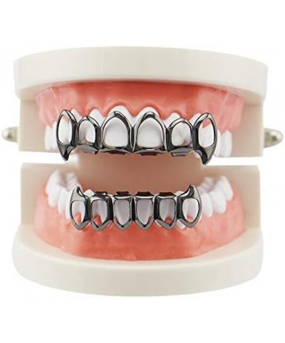 Open Face Grills 6 Teeth Grillz Top and Bottom Set Hip Hop for Your Teeth Silver $7.50 Body Jewelry