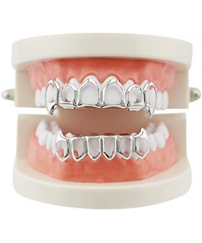 Open Face Grills 6 Teeth Grillz Top and Bottom Set Hip Hop for Your Teeth Silver $7.50 Body Jewelry