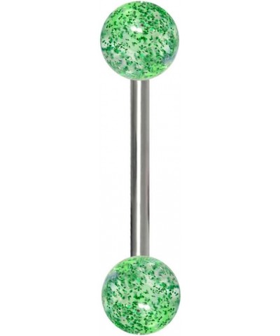 14G 16mm (5/8 Inch) Surgical Steel Ultra Glitter Tongue Ring Green $8.99 Body Jewelry