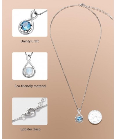 Forever Love Heart Pendant Necklaces for Women, Gifts for Her, 925 Sterling Silver with Birthstone Zirconia, Birthday Mother'...