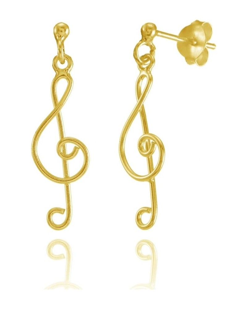 Sterling Silver Musical Note Lightweight Dangle Earrings Yellow Gold $13.99 Earrings