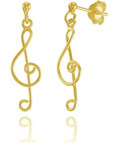 Sterling Silver Musical Note Lightweight Dangle Earrings Yellow Gold $13.99 Earrings