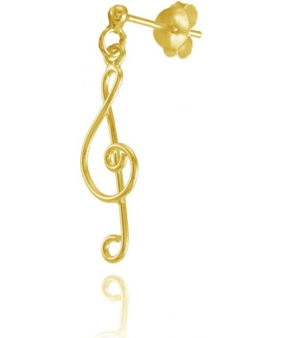 Sterling Silver Musical Note Lightweight Dangle Earrings Yellow Gold $13.99 Earrings