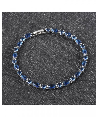 Shop LC Blue Cubic Zirconia Tennis Bracelets for Women Cubic Zirconia Bracelets for Women CZ Fashion Jewelry Birthday Gifts f...