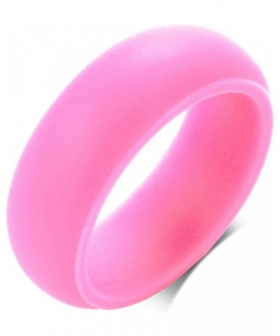 Silicone Couple Rings Her King & His Queen Matching Ring Set for Him Her 8MM Black & Pink Breathable Silicone Rubber Dome Rin...