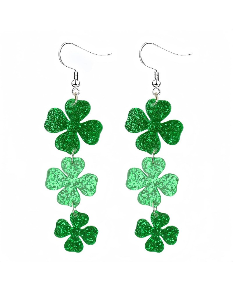 St. Patrick's Day Green Leaf Earrings for Girls Women,Clover Horseshoe Drop Earrings for Irish Festival Gift,Irish Shamrock D...