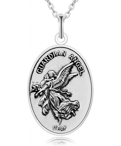 VENICEBEE® Guardian Angel Protect Me Medal Protection Charm Beautiful Solid 925 Sterling Silver Pendant Necklace Made in Ital...