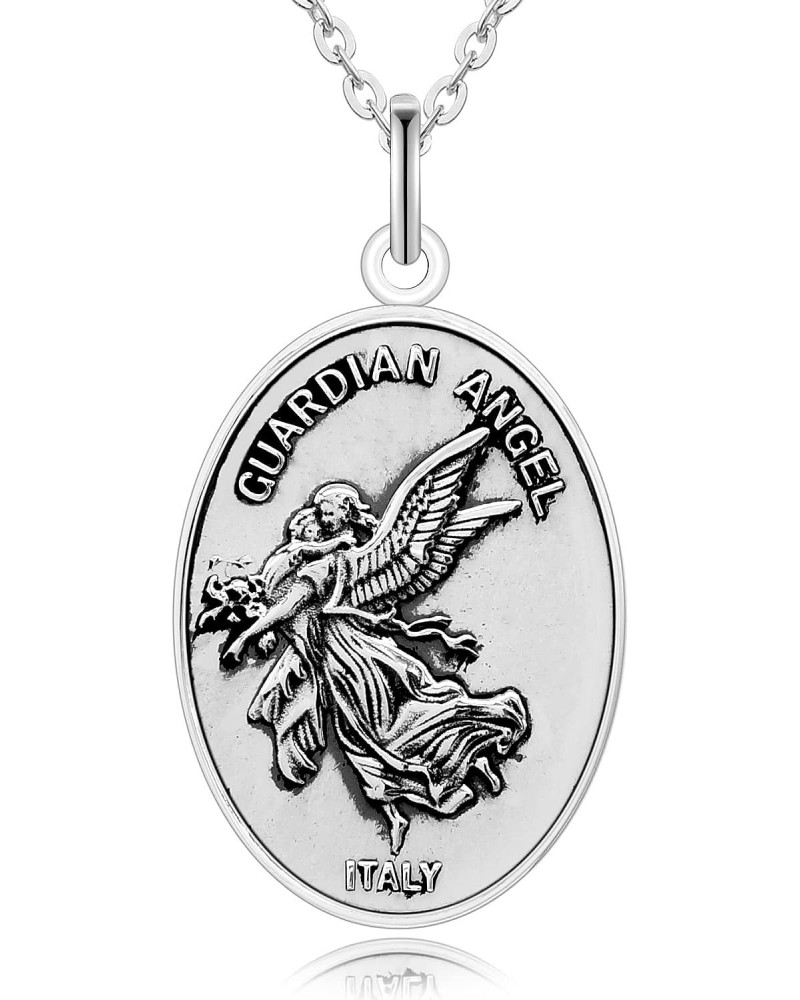 VENICEBEE® Guardian Angel Protect Me Medal Protection Charm Beautiful Solid 925 Sterling Silver Pendant Necklace Made in Ital...