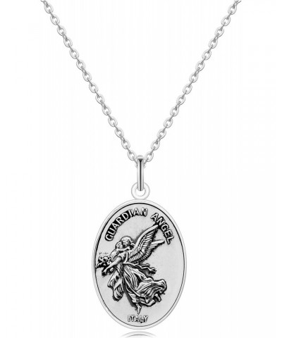 VENICEBEE® Guardian Angel Protect Me Medal Protection Charm Beautiful Solid 925 Sterling Silver Pendant Necklace Made in Ital...