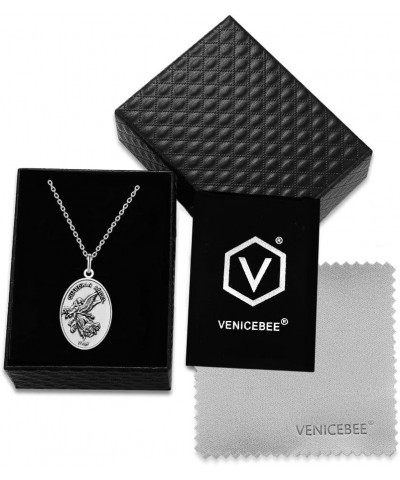 VENICEBEE® Guardian Angel Protect Me Medal Protection Charm Beautiful Solid 925 Sterling Silver Pendant Necklace Made in Ital...