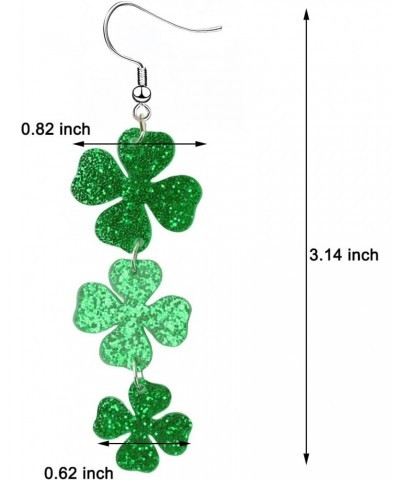 St. Patrick's Day Green Leaf Earrings for Girls Women,Clover Horseshoe Drop Earrings for Irish Festival Gift,Irish Shamrock D...