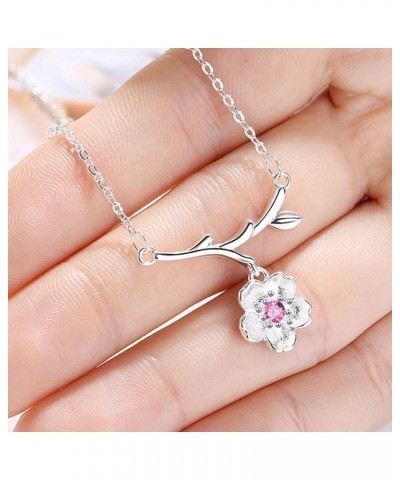 Flower Necklace Sweet Chain Flower Twig Necklace with Diamonds Twig Necklace with Diamonds Versatile Sweet Collar Chain Flowe...