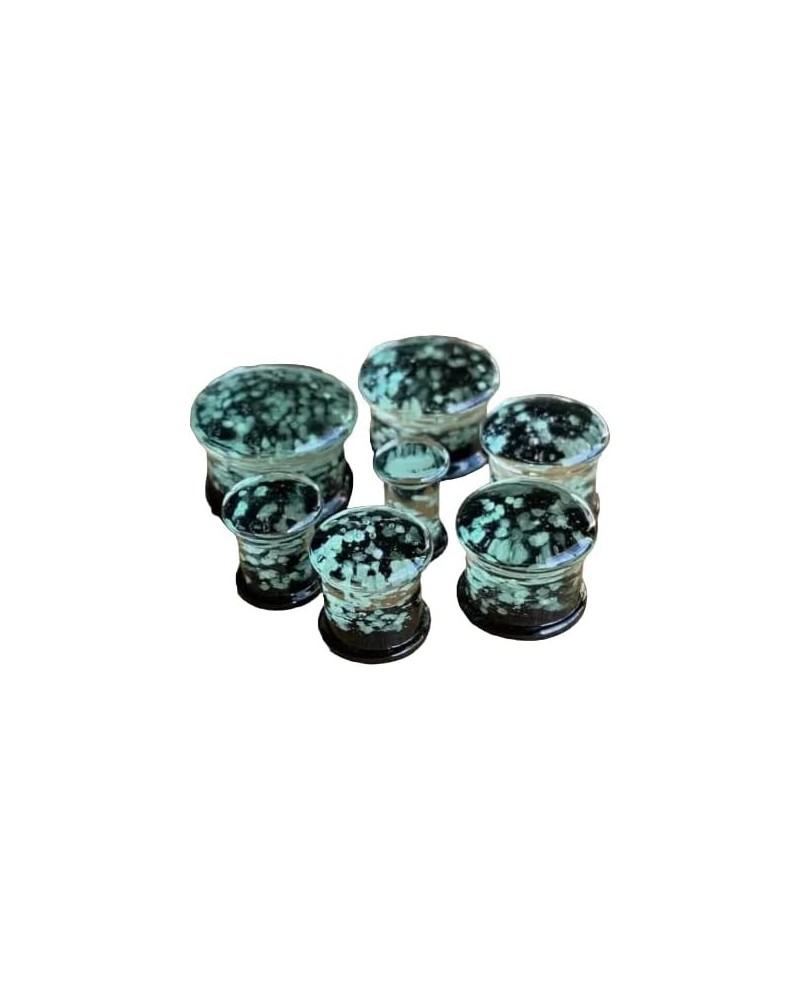 PAIR of Glow in the Dark Sparkles Pyrex Glass Double Flare Plugs - Body Jewelry 10mm (00g) $13.45 Body Jewelry