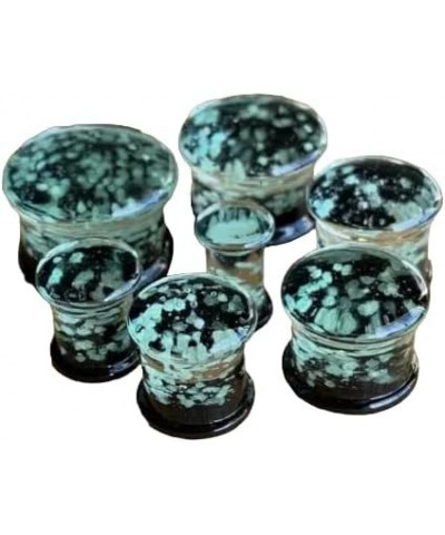 PAIR of Glow in the Dark Sparkles Pyrex Glass Double Flare Plugs - Body Jewelry 10mm (00g) $13.45 Body Jewelry