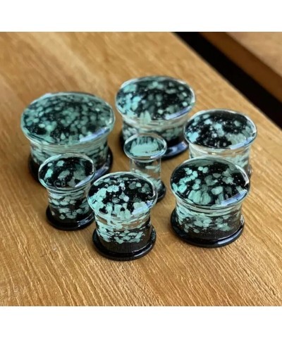 PAIR of Glow in the Dark Sparkles Pyrex Glass Double Flare Plugs - Body Jewelry 10mm (00g) $13.45 Body Jewelry