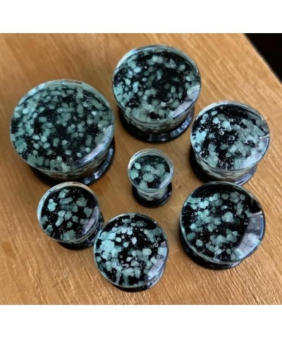 PAIR of Glow in the Dark Sparkles Pyrex Glass Double Flare Plugs - Body Jewelry 10mm (00g) $13.45 Body Jewelry