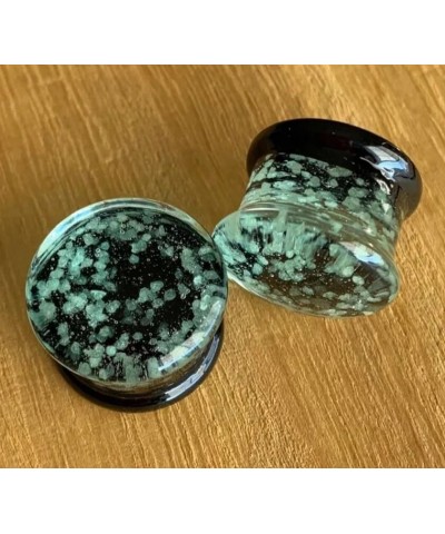 PAIR of Glow in the Dark Sparkles Pyrex Glass Double Flare Plugs - Body Jewelry 10mm (00g) $13.45 Body Jewelry