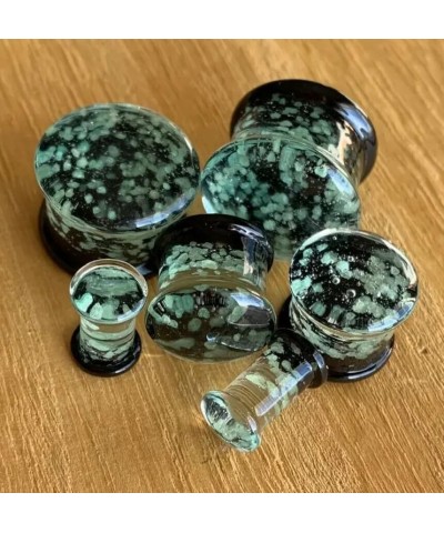 PAIR of Glow in the Dark Sparkles Pyrex Glass Double Flare Plugs - Body Jewelry 10mm (00g) $13.45 Body Jewelry