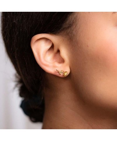 Birth Flower Earrings - 14K Yellow Gold Vermeil Plated - Sterling Silver Base - Birthday Month Gift Mother July $19.27 Earrings