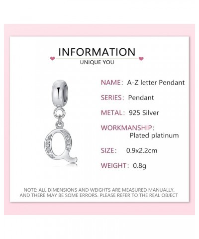 S925 Sterling Silver Plated Platinum Letter Charm Beads A-Z Initial Charms for Bracelets Compatible With Pandora Bracelet DIY...