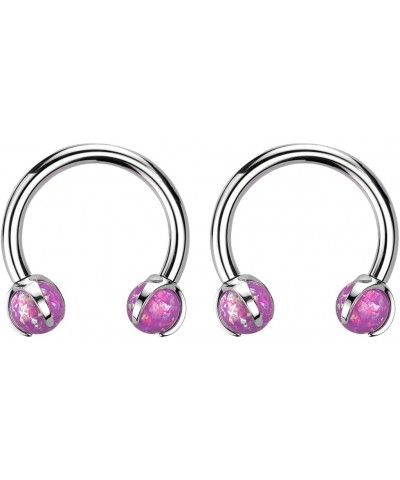 2PCs 16G G23 Titanium Circular Horseshoe Barbell Nose Ring Opals Dragon Claws Septum Rings Hoop Daith Earring Helix Lip Carti...