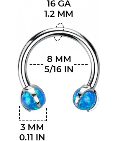 2PCs 16G G23 Titanium Circular Horseshoe Barbell Nose Ring Opals Dragon Claws Septum Rings Hoop Daith Earring Helix Lip Carti...