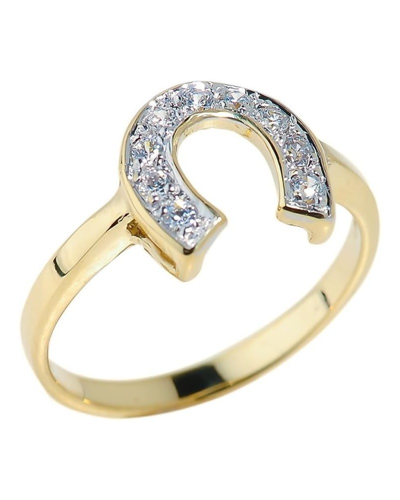 Fine 14k Yellow Gold Lucky Diamond Horseshoe Ring (Size 7.25) $173.89 Rings