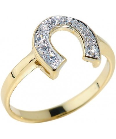 Fine 14k Yellow Gold Lucky Diamond Horseshoe Ring (Size 7.25) $173.89 Rings