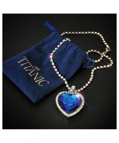 Blue Heart Of The Ocean Necklace and Blue Velvet Bag $14.08 Necklaces