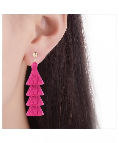 Babies Pink Heart Earrings Hot Pink Earrings For Woman Lover Rectangle Dangle Earrings Tassel Earrings For Young Woman Lightw...