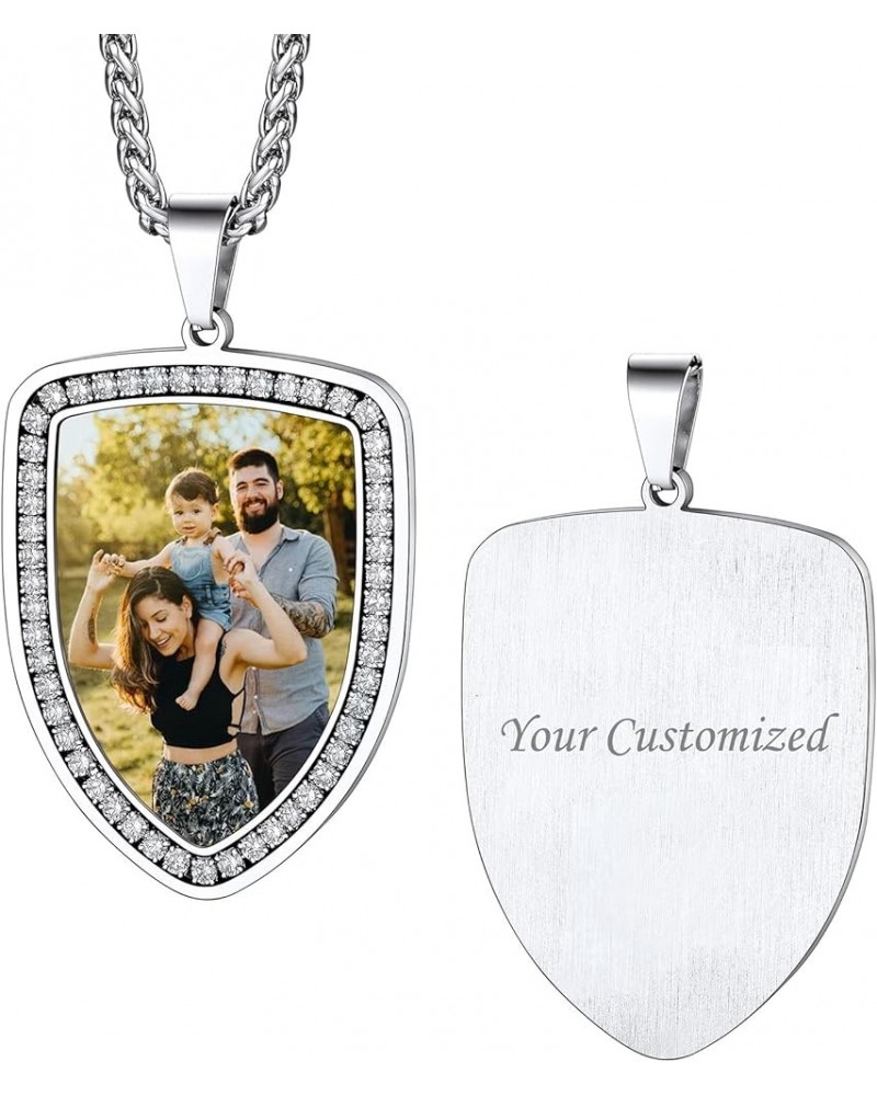 Custom Photo Necklaces (Upgraded-More Vivid & Clear) for Mens Womens, Heart/Military tag/Dog Tag Pendant with Back Words Engr...