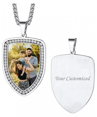 Custom Photo Necklaces (Upgraded-More Vivid & Clear) for Mens Womens, Heart/Military tag/Dog Tag Pendant with Back Words Engr...