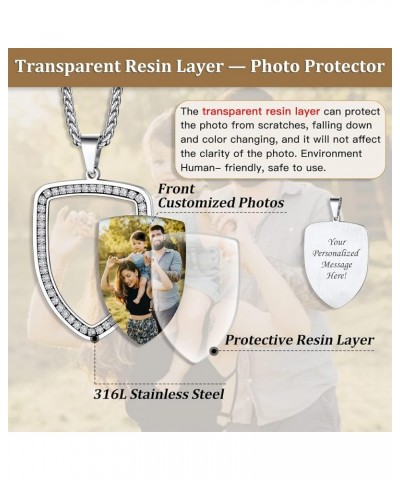 Custom Photo Necklaces (Upgraded-More Vivid & Clear) for Mens Womens, Heart/Military tag/Dog Tag Pendant with Back Words Engr...