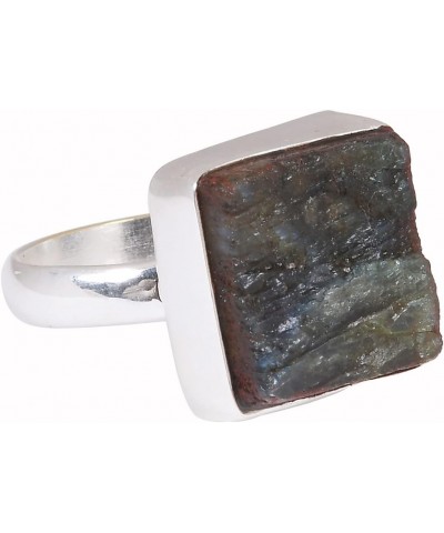 Modern Raw Labradorite Bezel Set Gemstone Statement Ring (9) $12.87 Rings