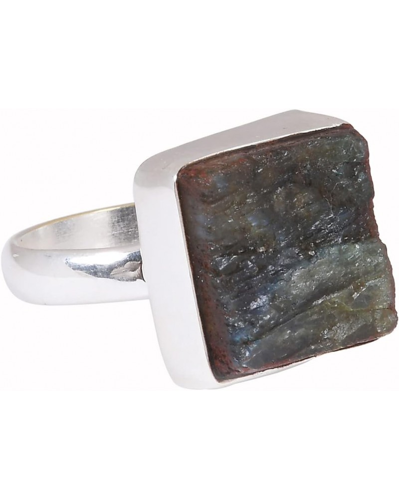 Modern Raw Labradorite Bezel Set Gemstone Statement Ring (9) $12.87 Rings