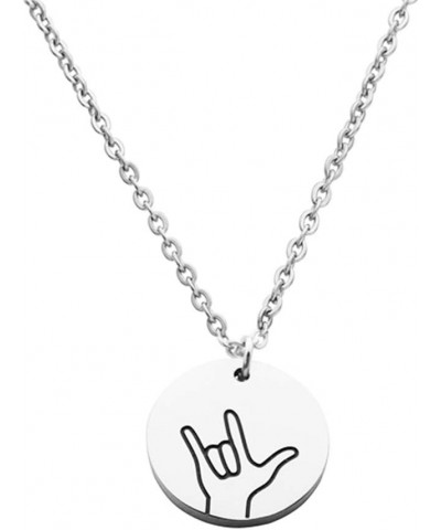 Hand Gestures Necklace I Love You ASL Sign Necklace Gift for Besties Sisters Daughters ASL Sign Necklace S $9.95 Necklaces