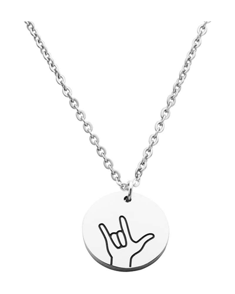 Hand Gestures Necklace I Love You ASL Sign Necklace Gift for Besties Sisters Daughters ASL Sign Necklace S $9.95 Necklaces