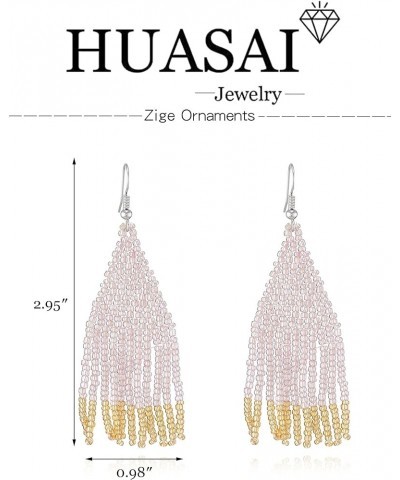 Tassel Earrings for Women Boho Indian Earrings Handmade Seed Beaded Earrings for Teen Girls Statement Long Fringe Earrings Na...