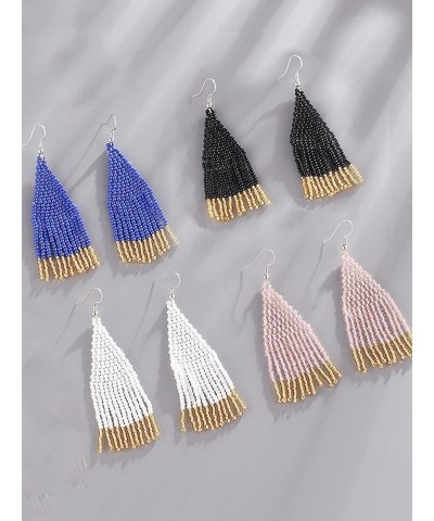 Tassel Earrings for Women Boho Indian Earrings Handmade Seed Beaded Earrings for Teen Girls Statement Long Fringe Earrings Na...