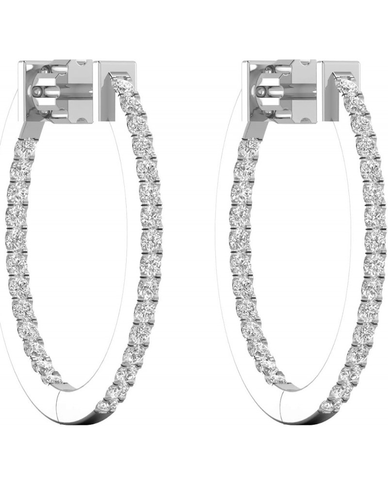 1/2 to 1 Carat Diamond Inside Out Oval Hoop Earrings for Women in 14k White Gold (H-I, SI2-I1, cttw) Screw Back 1.0 carats $1...