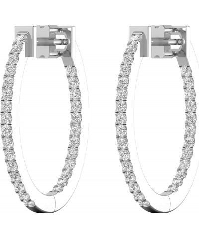 1/2 to 1 Carat Diamond Inside Out Oval Hoop Earrings for Women in 14k White Gold (H-I, SI2-I1, cttw) Screw Back 1.0 carats $1...