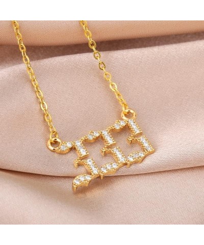 Angel Number Necklace for Women Men Zircon 14K Gold Plated Dainty Necklace Gold Silver 111 222 333 444 555 666 777 999 999 Pe...