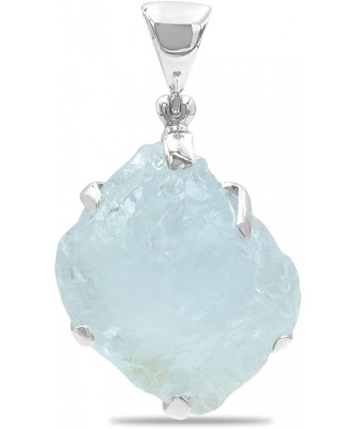 Rough Gemstone Sterling Silver Pendant - Large Aquamarine $41.82 Pendants