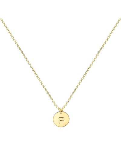 Gold Initial Necklace, 18K Gold Plated Stainless Steel Coin Engraved Heart Letter Necklace Name Necklace for Women Girls P $7...