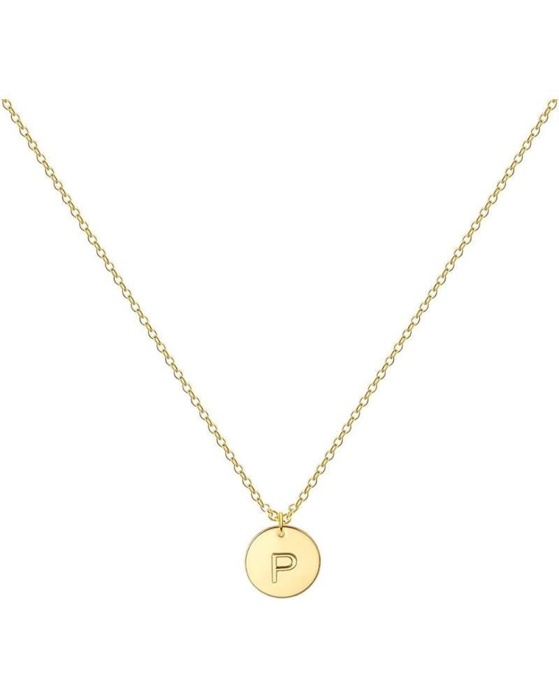 Gold Initial Necklace, 18K Gold Plated Stainless Steel Coin Engraved Heart Letter Necklace Name Necklace for Women Girls P $7...